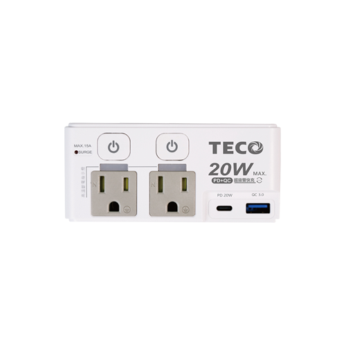 【TECO】高溫斷電二開二插                QC 及 PD雙快充轉接器